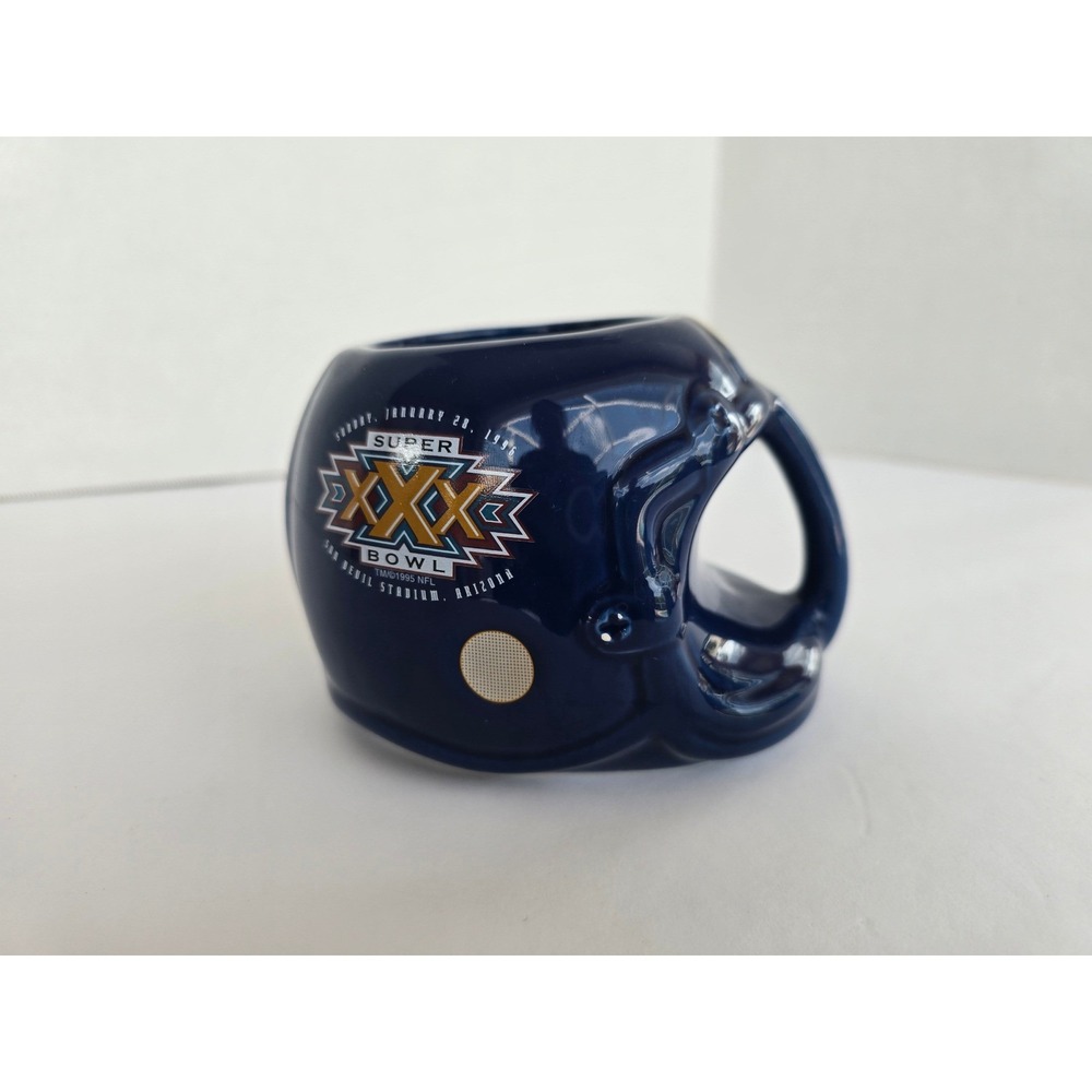 Vintage 1996 NFL Super Bowl XXX Helmet Mug Maxwell House Ceramic Navy Blue 30